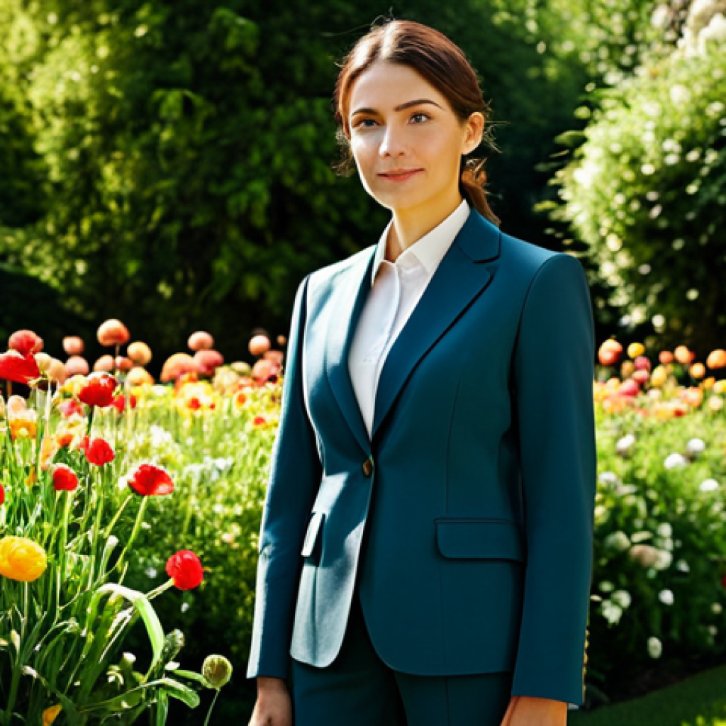 과거 자아와의 화해에서의 적절한 경계 설정 - **

A woman in a modest, professional blazer and slacks, standing confidently in a sunlit garden fil...