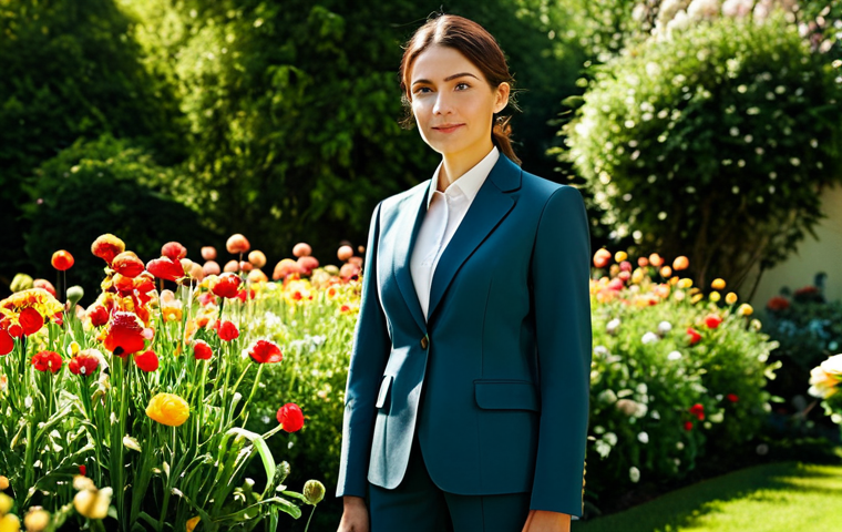 과거 자아와의 화해에서의 적절한 경계 설정 - **

A woman in a modest, professional blazer and slacks, standing confidently in a sunlit garden fil...