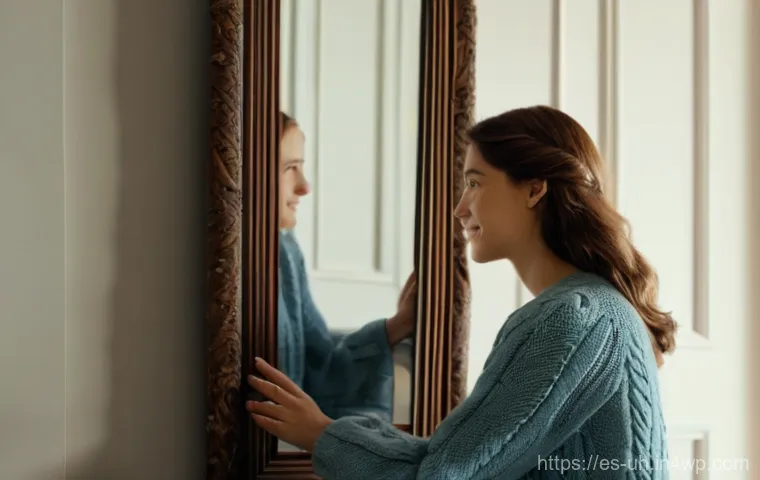 과거 자아 화해를 위한 목표 설정 방법 - **Prompt:** "A beautifully rendered, evocative image of a woman in her early 30s standing in a softl...